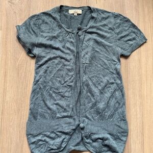 Elegant Slate Blue Short Sleeve Blouse